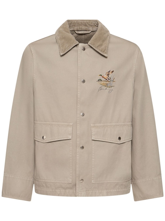 Burberry: Cotton logo jacket - Heron - men_0 | Luisa Via Roma
