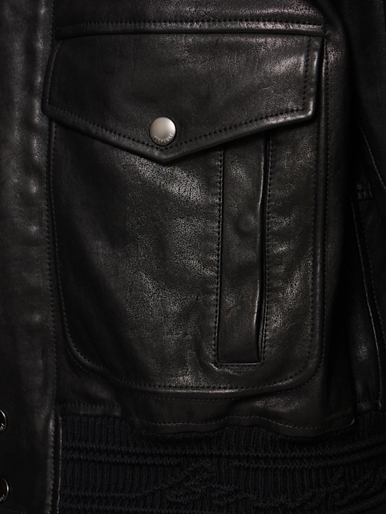 Burberry: Giacca in pelle - Nero - men_5 | Luisa Via Roma