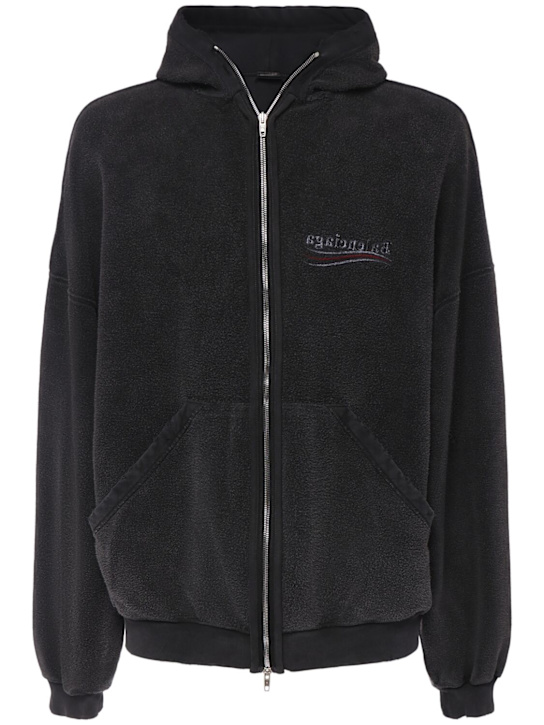 Balenciaga: Inside Out cotton zip-up hoodie - Black - men_0 | Luisa Via Roma