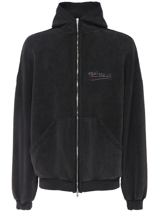 Balenciaga: Inside Out cotton zip-up hoodie - Black - men_3 | Luisa Via Roma