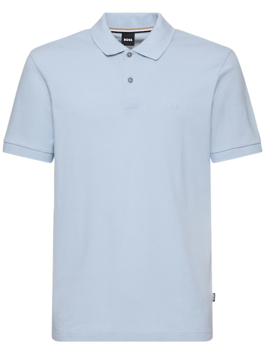 Boss: Pallas cotton polo - Light Blue - men_0 | Luisa Via Roma