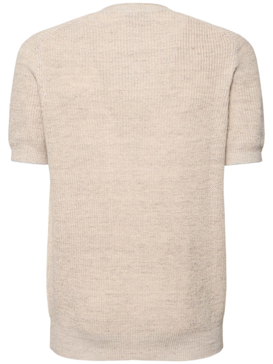 Brunello Cucinelli: Cotton & linen short sleeve sweater - men_3 | Luisa Via Roma