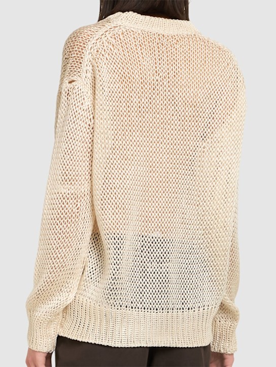 Jil Sander: Open knit silk sweater - Beige - women_2 | Luisa Via Roma