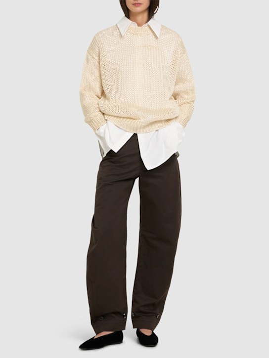 Jil Sander: Open knit silk sweater - Beige - women_1 | Luisa Via Roma
