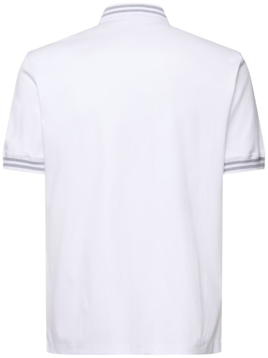 Brunello Cucinelli: Cotton jersey tennis polo - White - men_3 | Luisa Via Roma