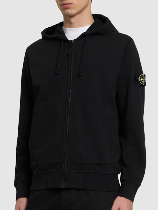Stone Island: Cotton zip hoodie - men_2 | Luisa Via Roma