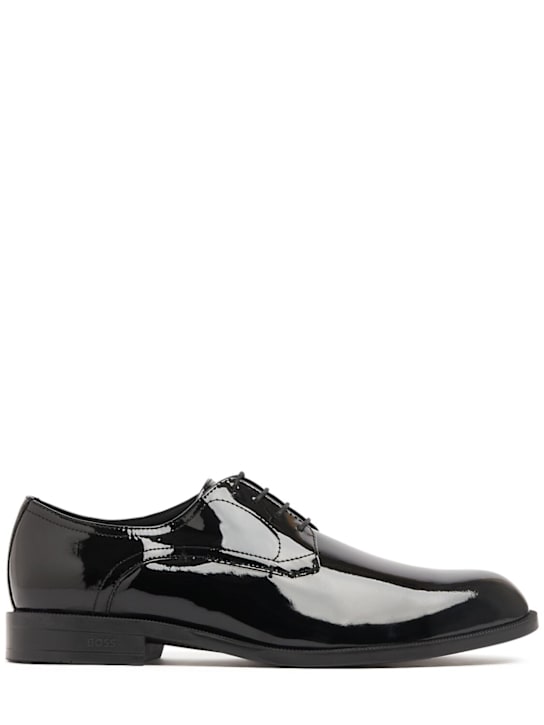 Boss: Tayil patent leather derby shoes - men_0 | Luisa Via Roma