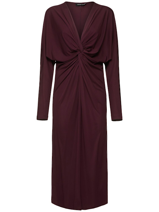 ANINE BING: Mathilde draped viscose midi dress - Burgundy - women_0 | Luisa Via Roma