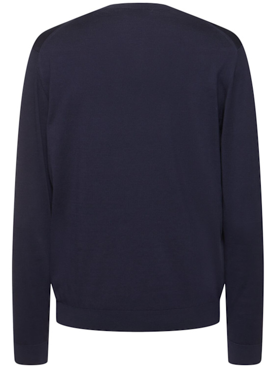 Lardini: Knit cotton crewneck sweater - Blue - men_3 | Luisa Via Roma