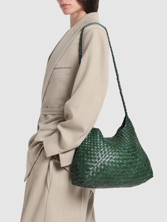 Dragon Diffusion: Santa Rosa handwoven tapered leather bag - Military Green - women_1 | Luisa Via Roma