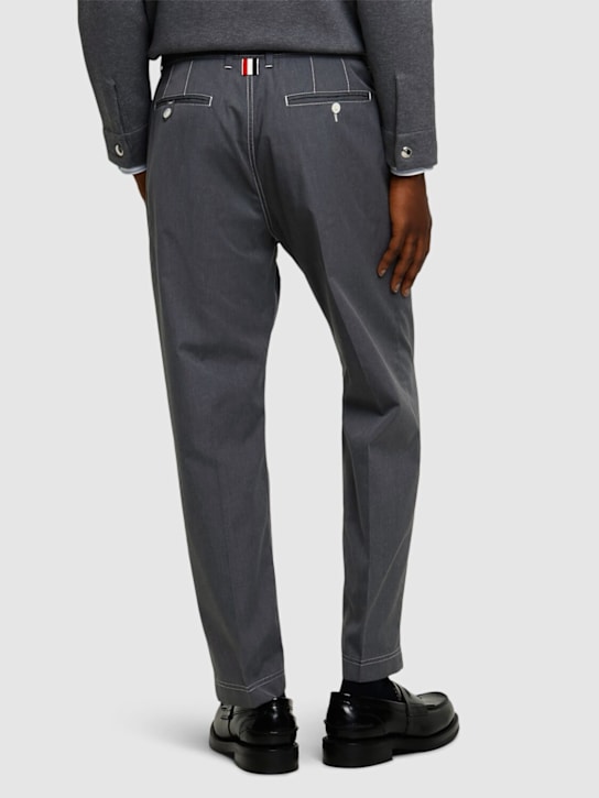 Thom Browne: Tapered chino pants - Med Grey - men_2 | Luisa Via Roma