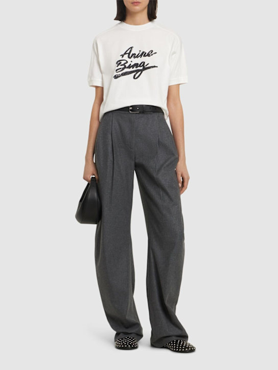 ANINE BING: Jaylin logo cotton jersey t-shirt - women_1 | Luisa Via Roma