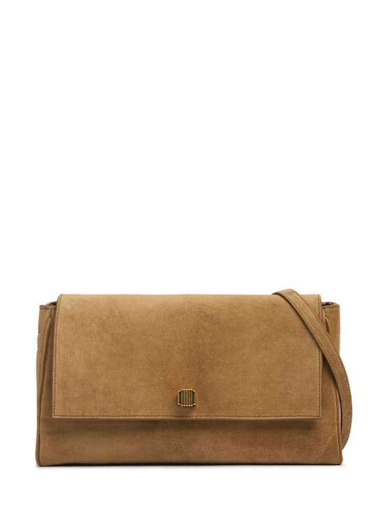Khaite: Audrey suede crossbody bag - Mud - women_0 | Luisa Via Roma