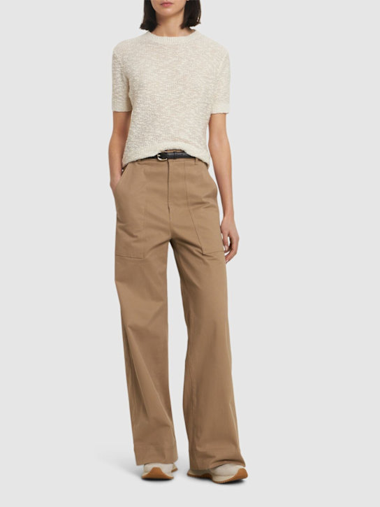 Moncler: Maglia in misto cotone bouclé - Bianco - women_1 | Luisa Via Roma
