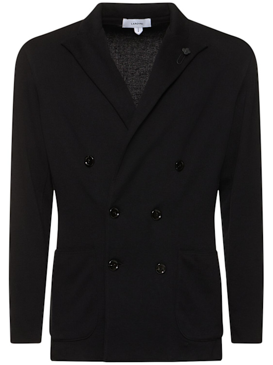 Lardini: Double breasted cotton knit blazer - men_0 | Luisa Via Roma