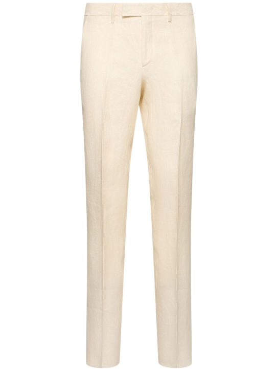 Lardini: Eslyon linen pants - Ivory - men_0 | Luisa Via Roma