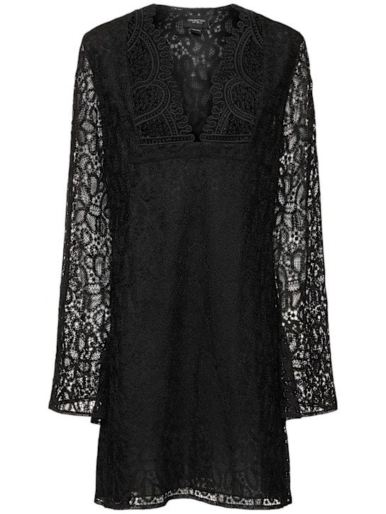 Giambattista Valli: Long-sleeve lace mini dress - Black - women_0 | Luisa Via Roma