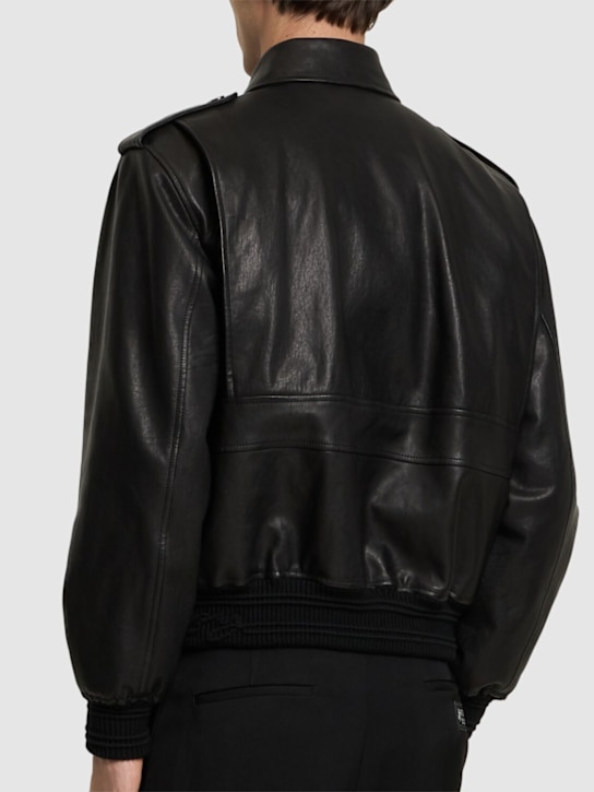 Burberry: Giacca in pelle - Nero - men_3 | Luisa Via Roma