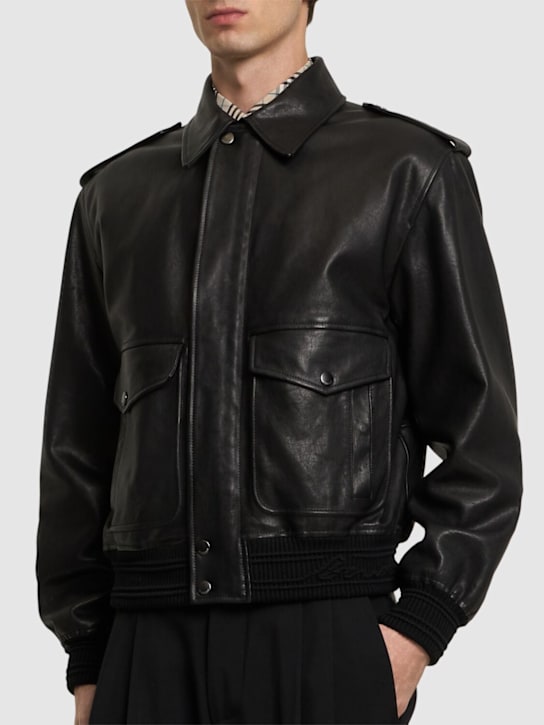 Burberry: Giacca in pelle - Nero - men_2 | Luisa Via Roma