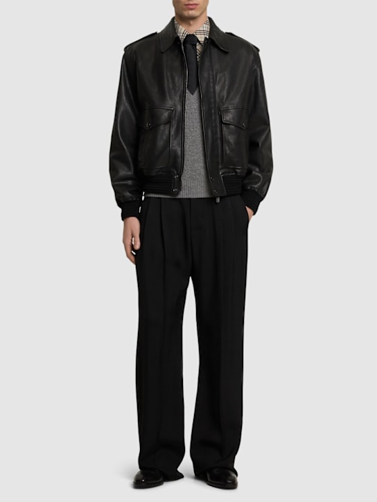 Burberry: Giacca in pelle - Nero - men_1 | Luisa Via Roma