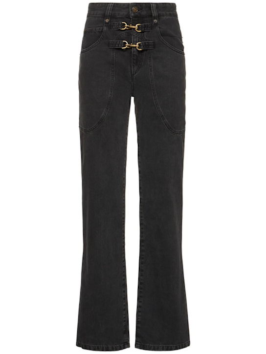 Isabel Marant: Brinley cotton denim jeans w/buckles - women_0 | Luisa Via Roma