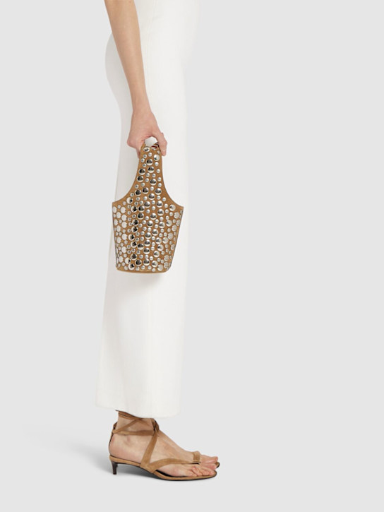 Khaite: Small Livia suede top handle bag - Mud - women_1 | Luisa Via Roma