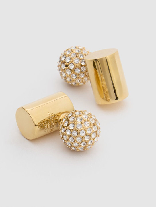 Jacquemus: Les Boucles Perlina stud earrings - Gold/Crystal - women_1 | Luisa Via Roma