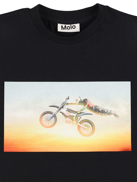 Molo: T-shirt in cotone organico con stampa - Nero - kids-boys_1 | Luisa Via Roma