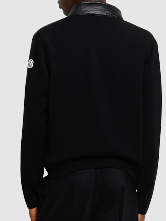 Moncler: Padded wool zip-up cardigan - Black - men_2 | Luisa Via Roma