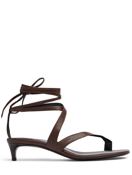 Khaite: 35mm Aimee leather thong sandals - Cigar - women_0 | Luisa Via Roma