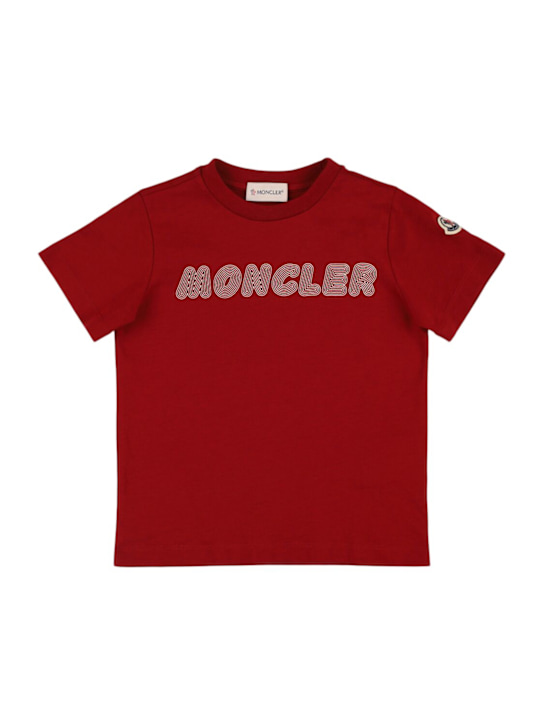 Moncler: Optical logo cotton t-shirt - kids-boys_0 | Luisa Via Roma