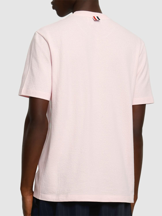 Thom Browne: $ bar stripe cotton t-shirt - Lt Pink - men_2 | Luisa Via Roma