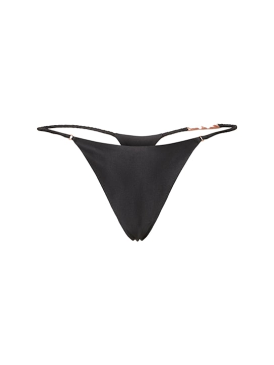 Fleur Du Mal: Logo luxe silk v-string thong - women_0 | Luisa Via Roma