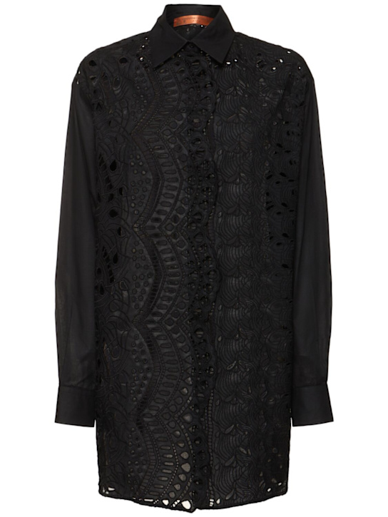 Ermanno Scervino: Oversize cotton blend lace shirt - women_0 | Luisa Via Roma