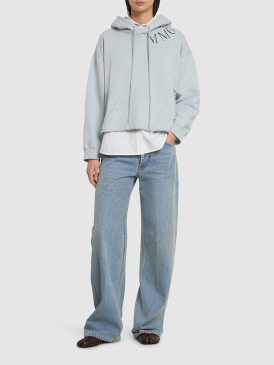 MM6 Maison Margiela: Felpa con logo e cappuccio - Grigio - women_1 | Luisa Via Roma