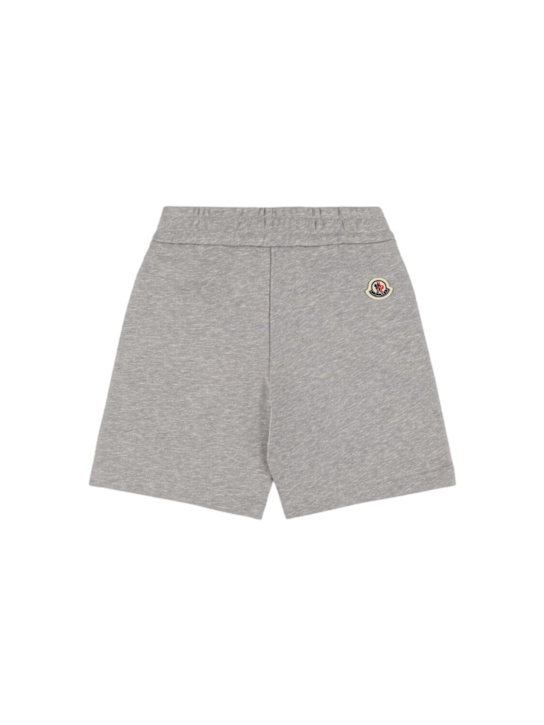 Moncler: Optical logo cotton shorts - kids-boys_1 | Luisa Via Roma