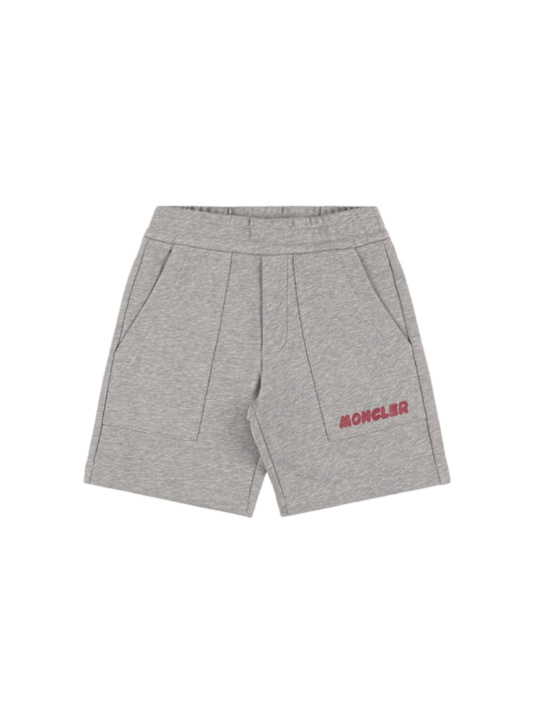 Moncler: Optical logo cotton shorts - kids-boys_0 | Luisa Via Roma