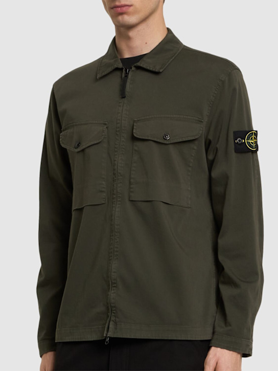 Stone Island: Giacca con zip - Verde Militare - men_2 | Luisa Via Roma
