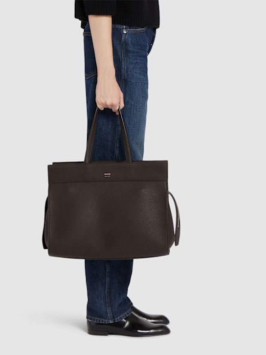 Khaite: Crosby smooth leather tote bag - Espresso - women_1 | Luisa Via Roma
