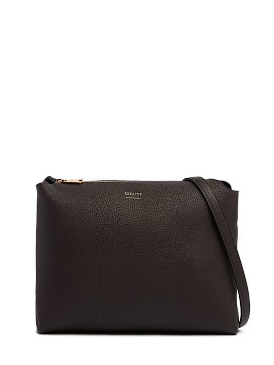 Khaite: Medium Lina grain leather crossbody bag - Espresso - women_0 | Luisa Via Roma