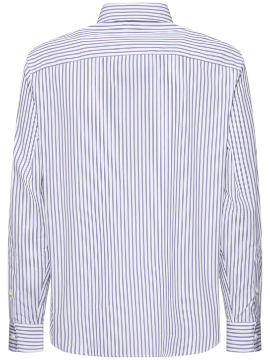 Burberry: Striped cotton shirt - Iris/Chalk - men_3 | Luisa Via Roma