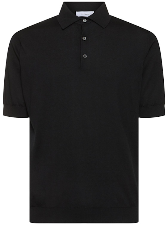 Lardini: Cotton polo - Black - men_0 | Luisa Via Roma