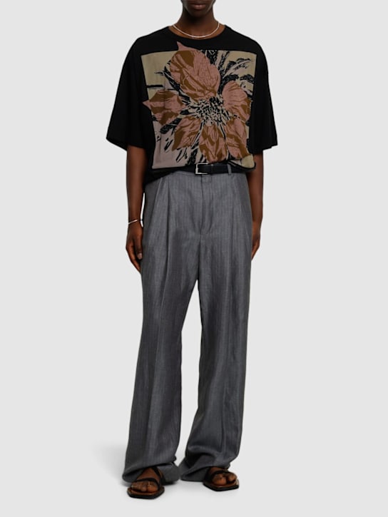 Dries Van Noten: Huin cotton jersey t-shirt - Black - men_1 | Luisa Via Roma
