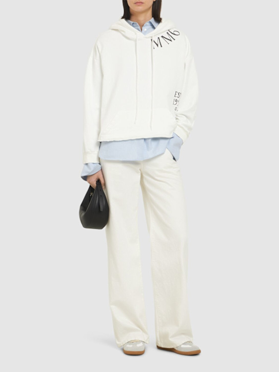 MM6 Maison Margiela: Logo unbrushed sweatshirt hoodie - women_1 | Luisa Via Roma