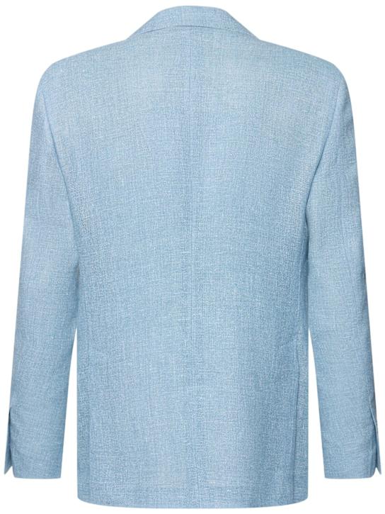 Lardini: Blazer monopetto in lana e lino - Celeste - men_3 | Luisa Via Roma