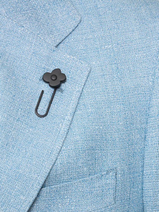 Lardini: Blazer monopetto in lana e lino - Celeste - men_4 | Luisa Via Roma