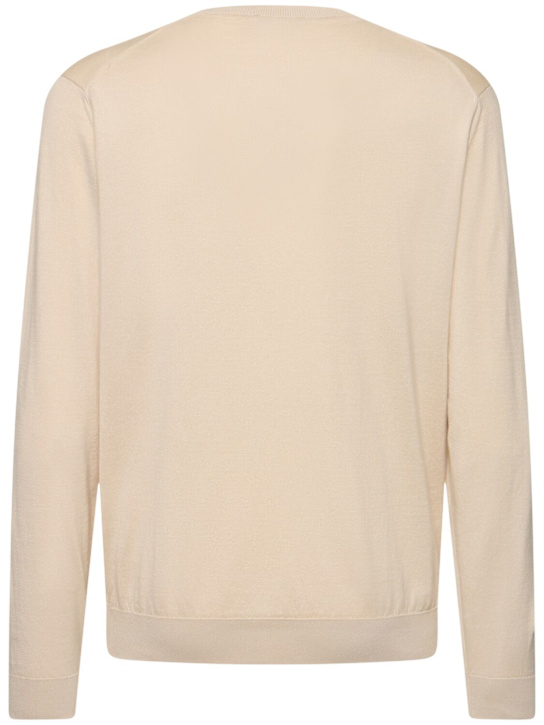 Lardini: Knit cotton crewneck sweater - Beige - men_3 | Luisa Via Roma