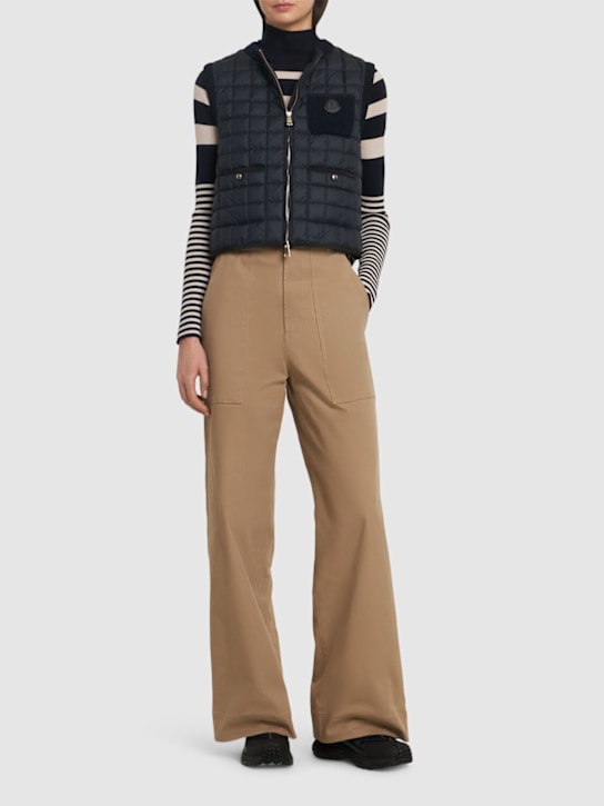 Moncler: Tech & cotton down cardigan jacket - women_1 | Luisa Via Roma