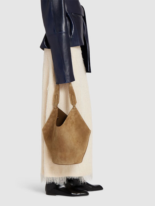 Khaite: Small Lotus suede tote bag - Mud - women_1 | Luisa Via Roma