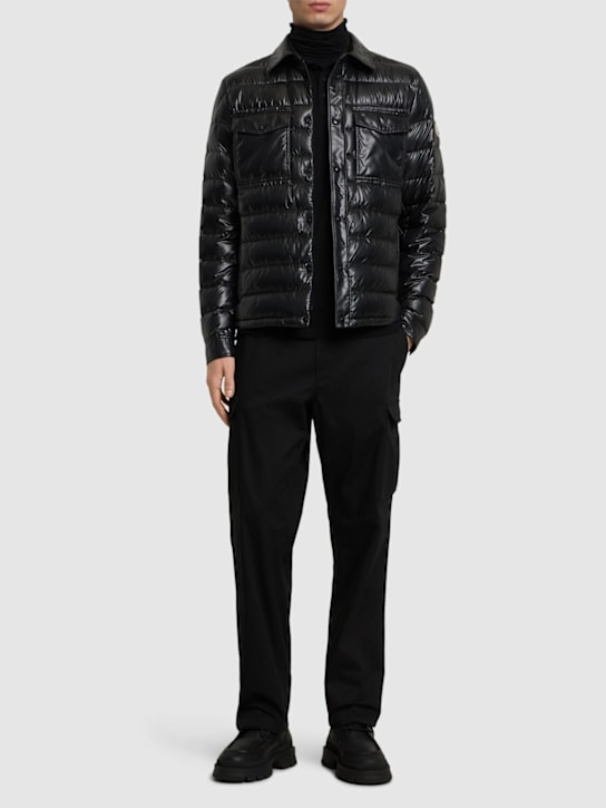 Moncler: Chambly nylon down shirt jacket - Black - men_1 | Luisa Via Roma